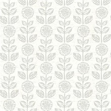 Dolly Taupe Folk Floral Wallpaper