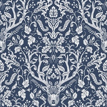 Kiwassa Navy Antler Damask