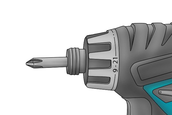 Close up of cordless screwdriver and screwdriver bit