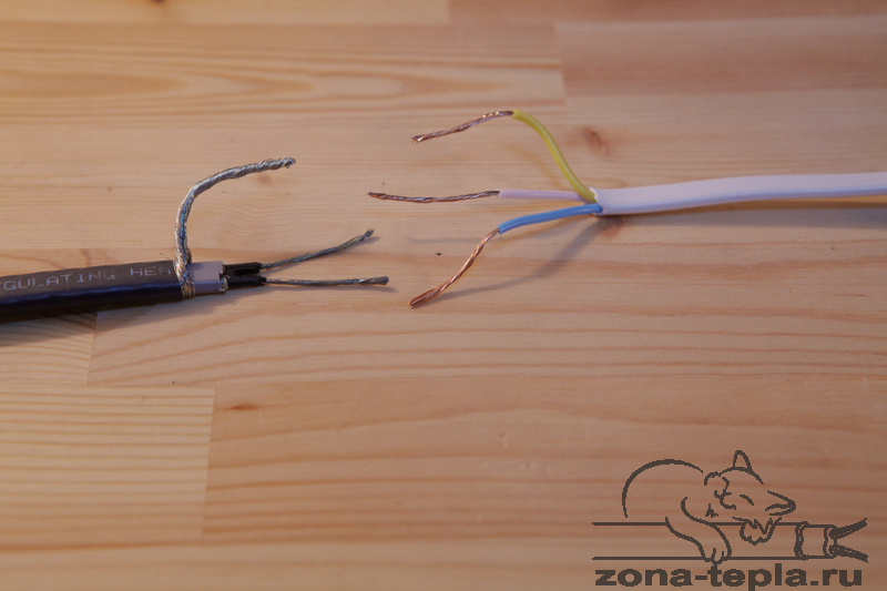 Саморегулирующийся нагревательный кабель-схема подключения-с заземлением